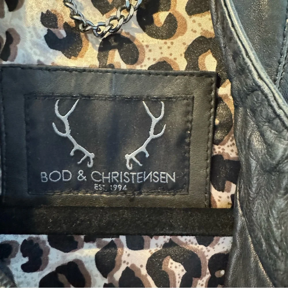 BOD & CHRISTENSEN Black Genuine Leather Olivia Motorcycle Jacket - Picture 4 of 7